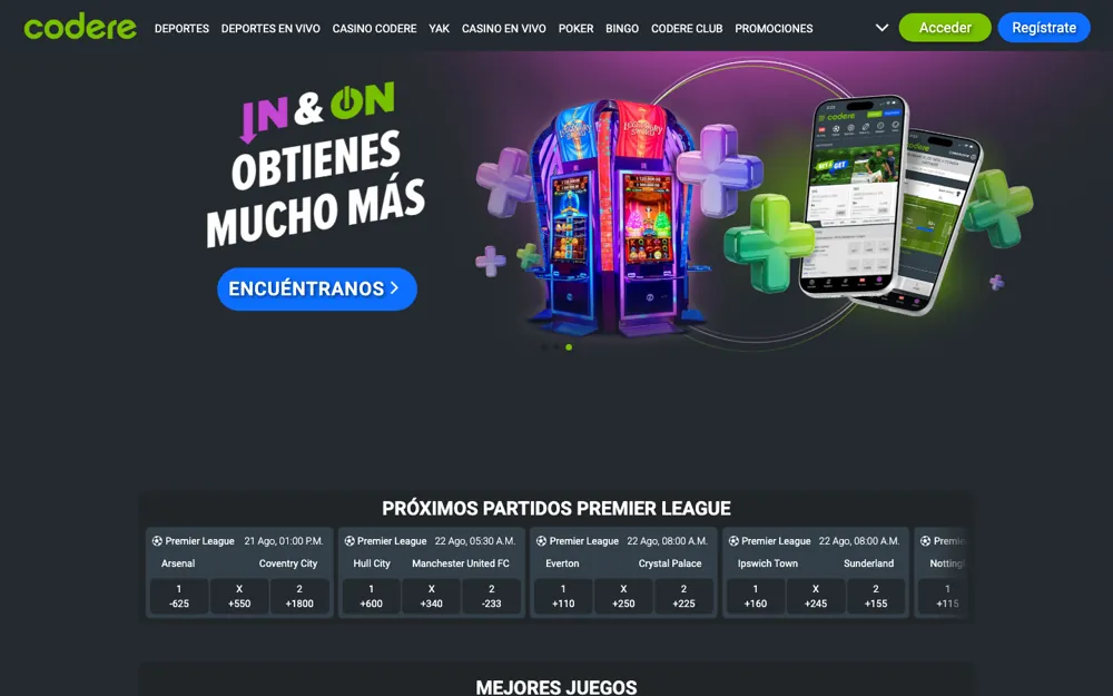 Codere Uruguay, página de inicio de apuestas deportivas