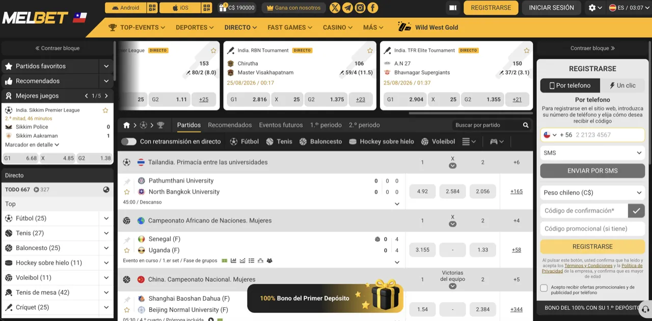 Melbet Uruguay, apuestas en vivo