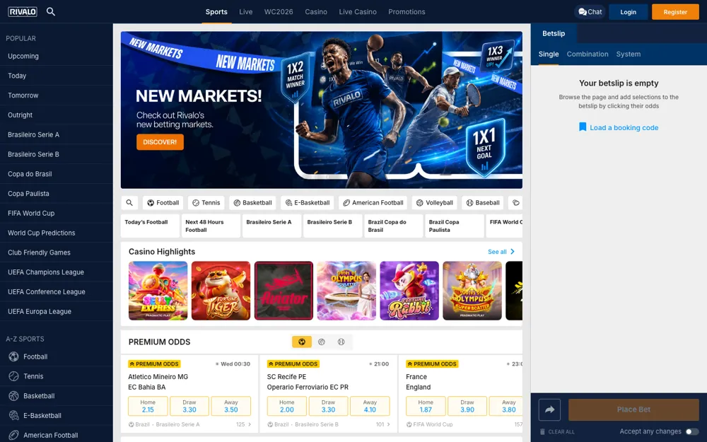 Rivalo Uruguay, página de inicio de apuestas deportivas